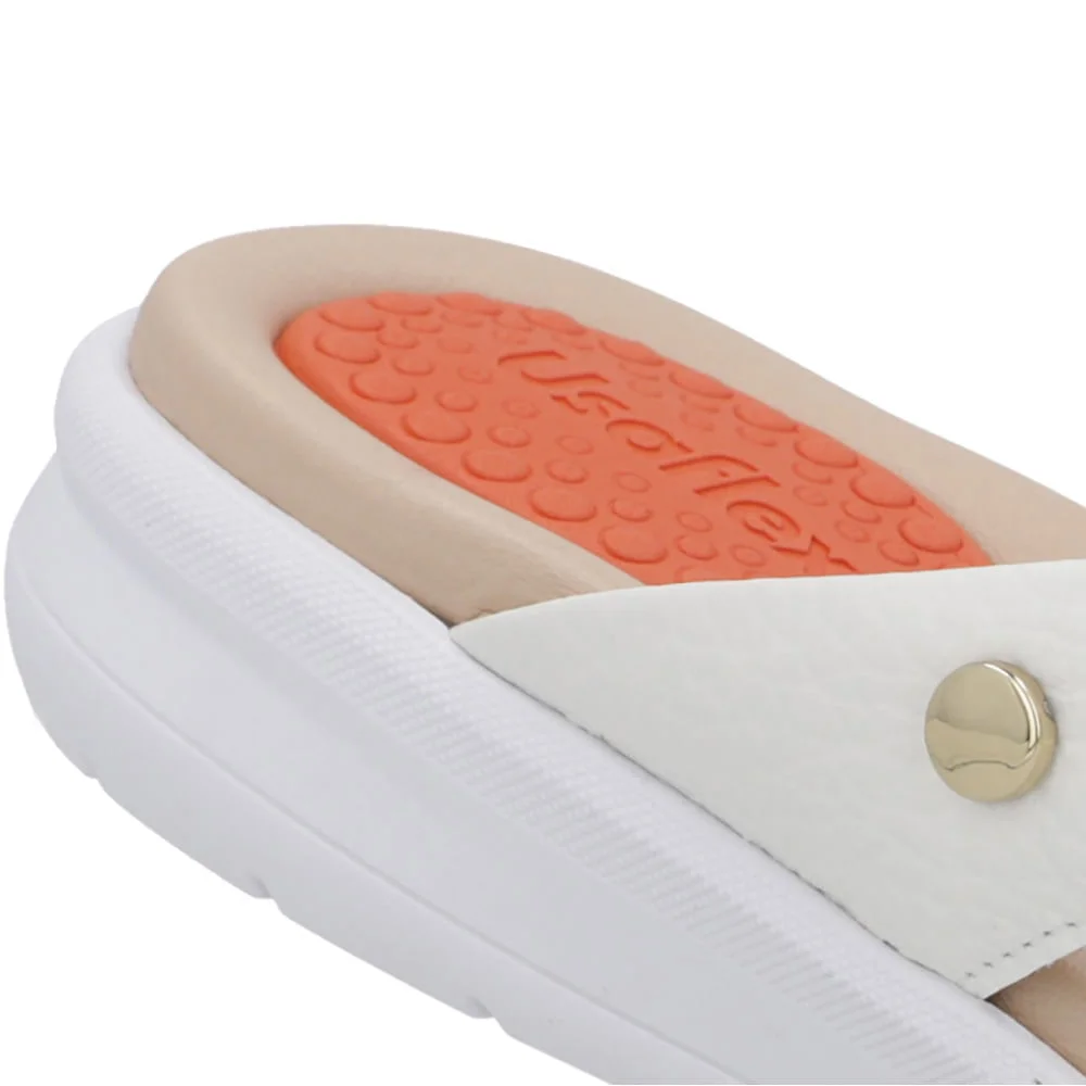 Chinelo Plataforma Couro Branco Branco 4