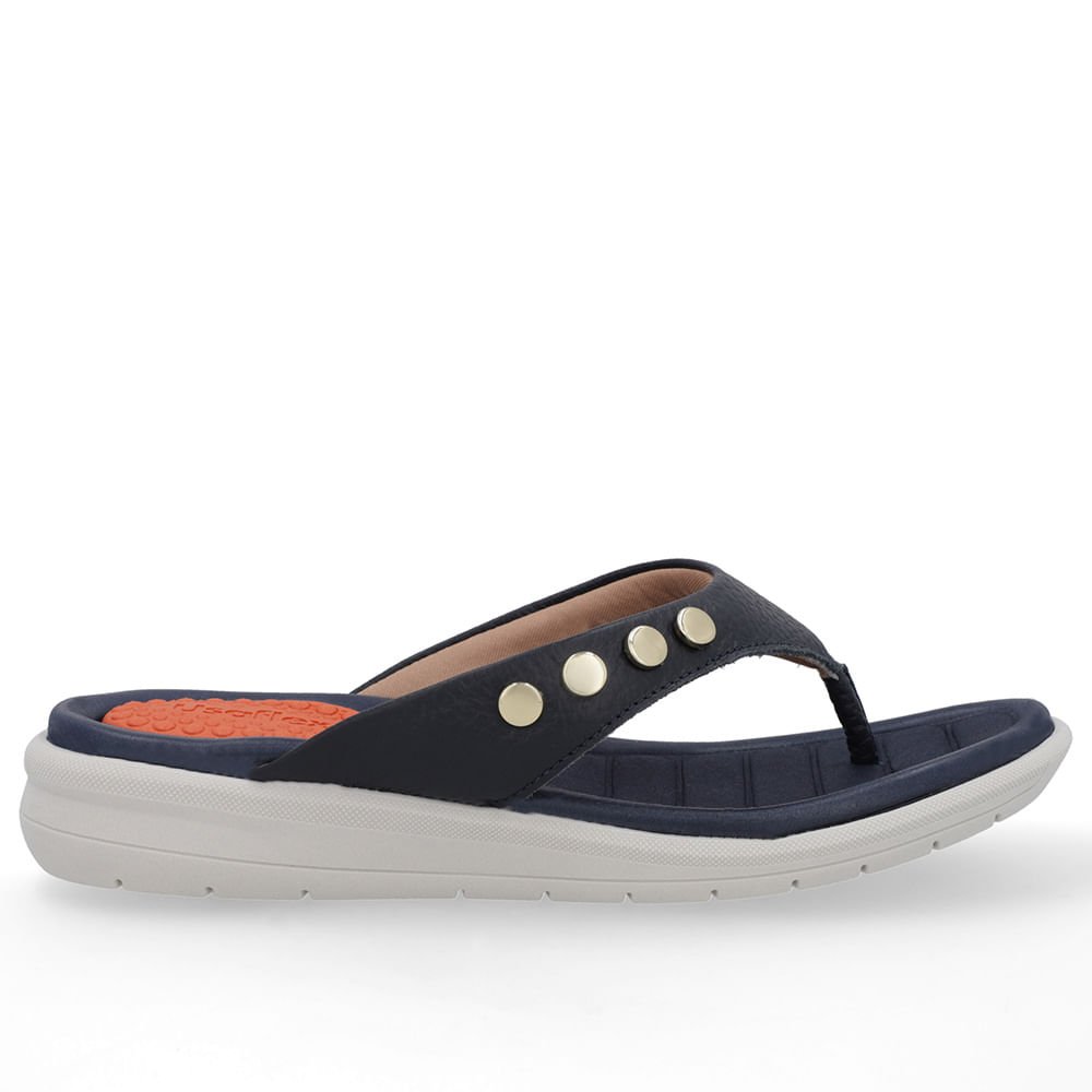 Chinelo Plataforma Couro Azul
