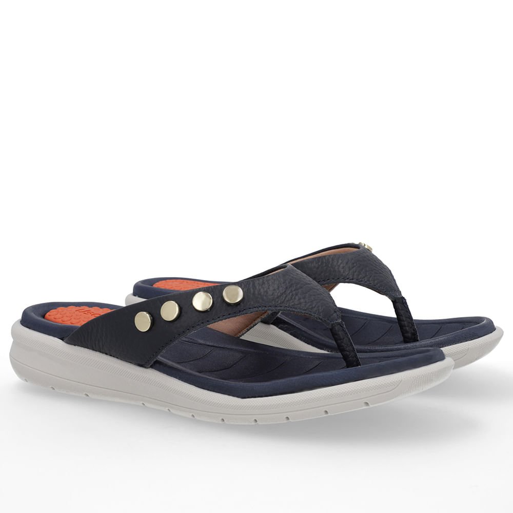 Chinelo Plataforma Couro Azul Azul 2