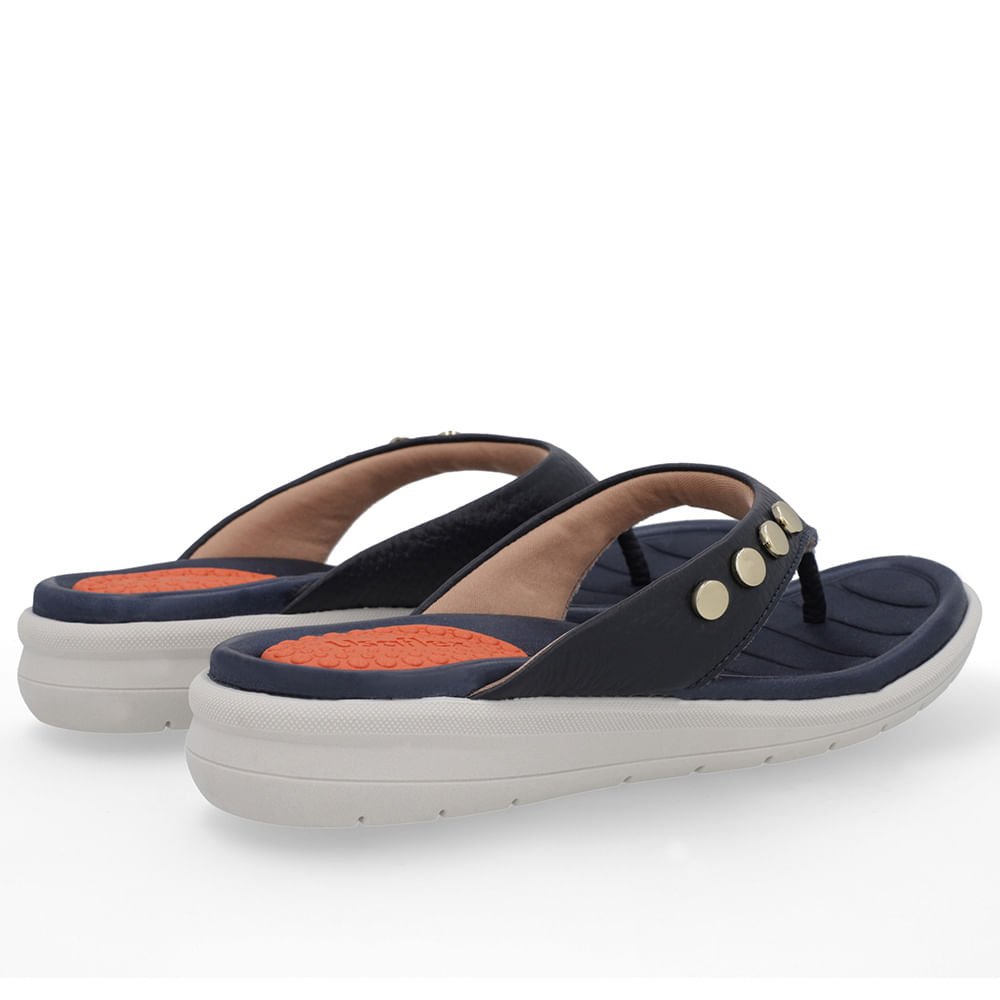 Chinelo Plataforma Couro Azul Azul 3
