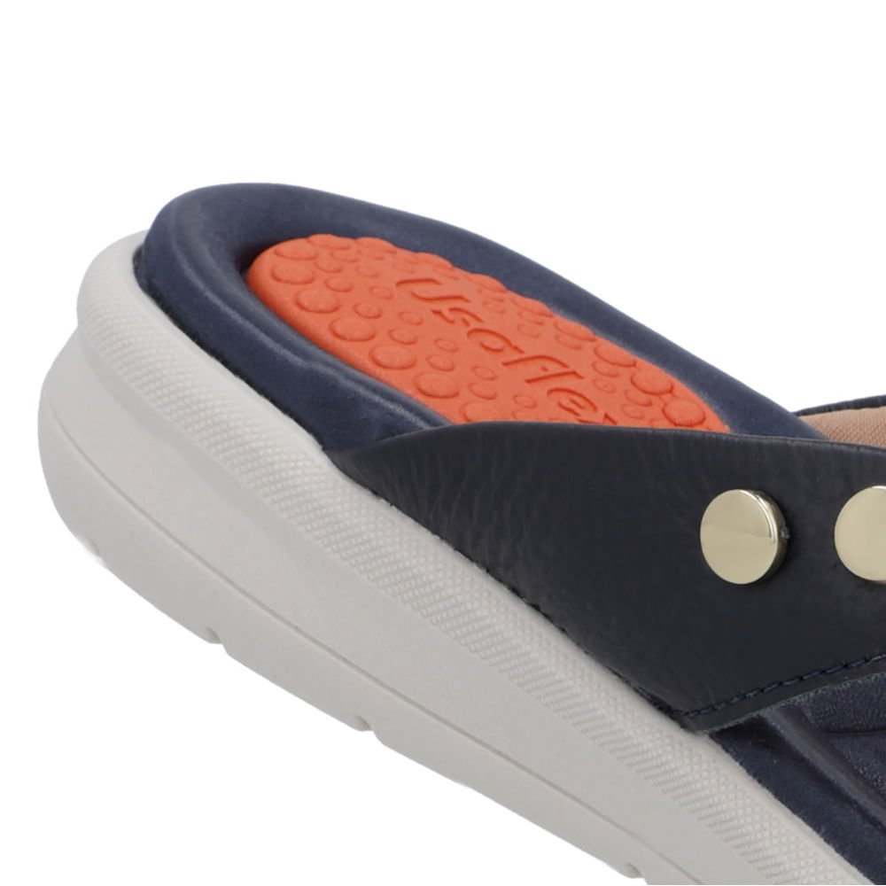 Chinelo Plataforma Couro Azul Azul 4