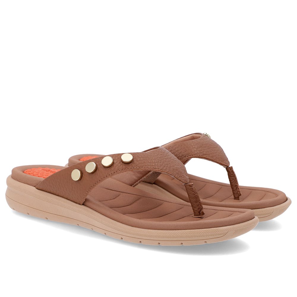 Chinelo Plataforma Couro Marrom Marrom 2