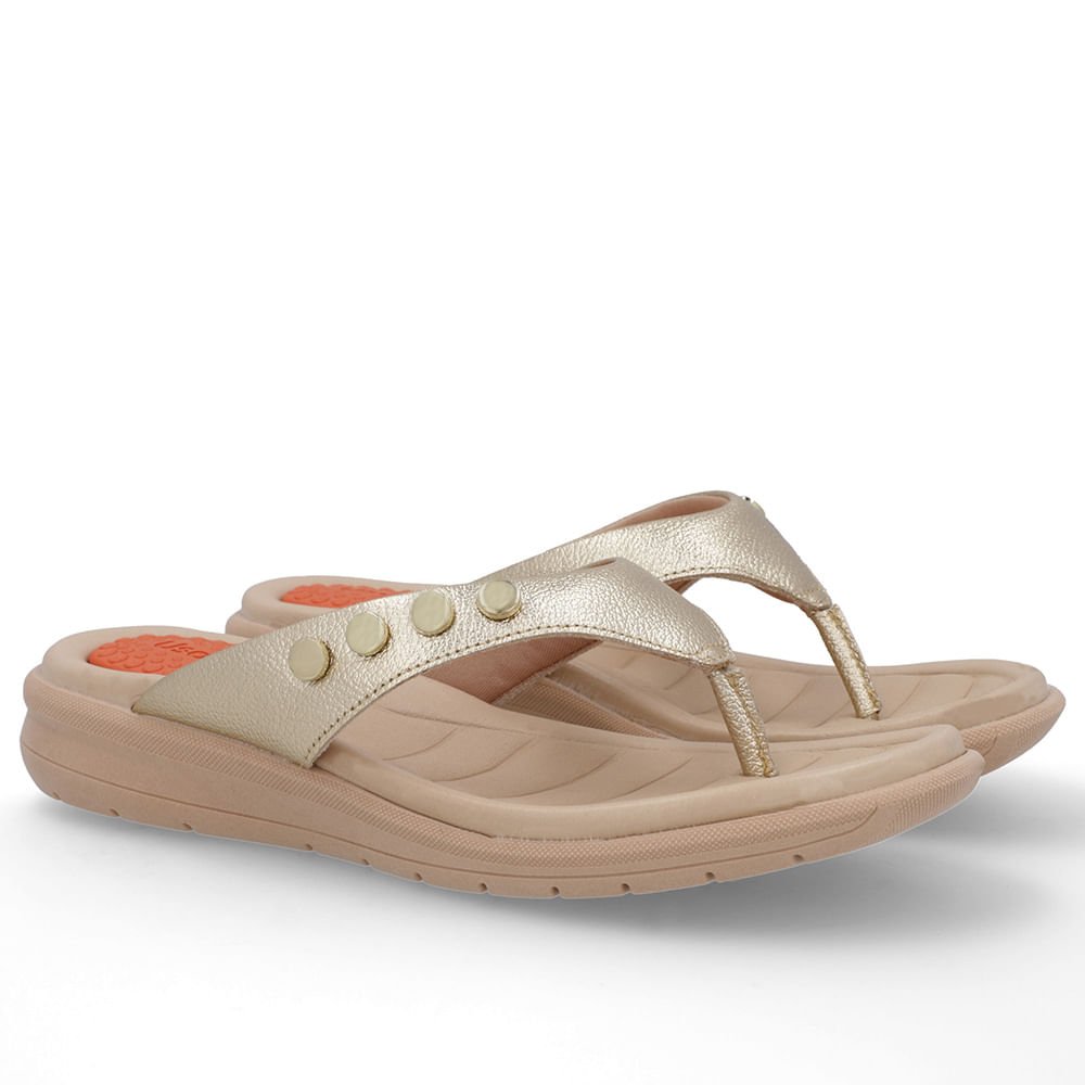 Chinelo Plataforma Couro Dourado Dourado 2