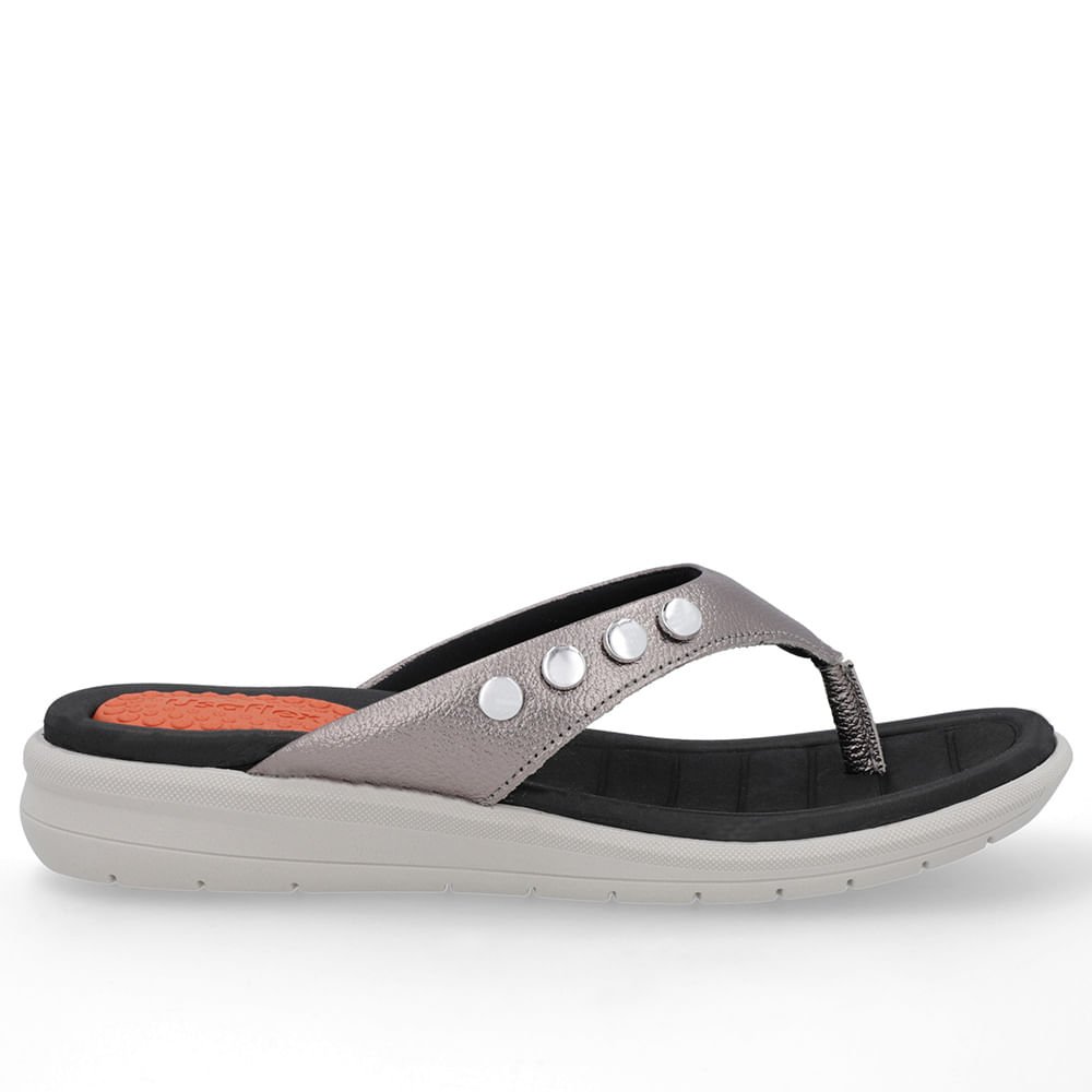 Chinelo Plataforma Couro Aço