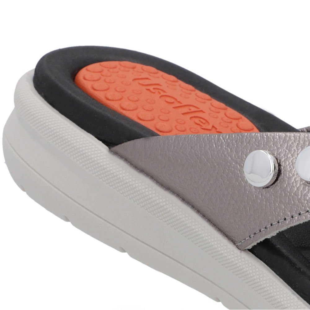 Chinelo Plataforma Couro Aço Prata 4