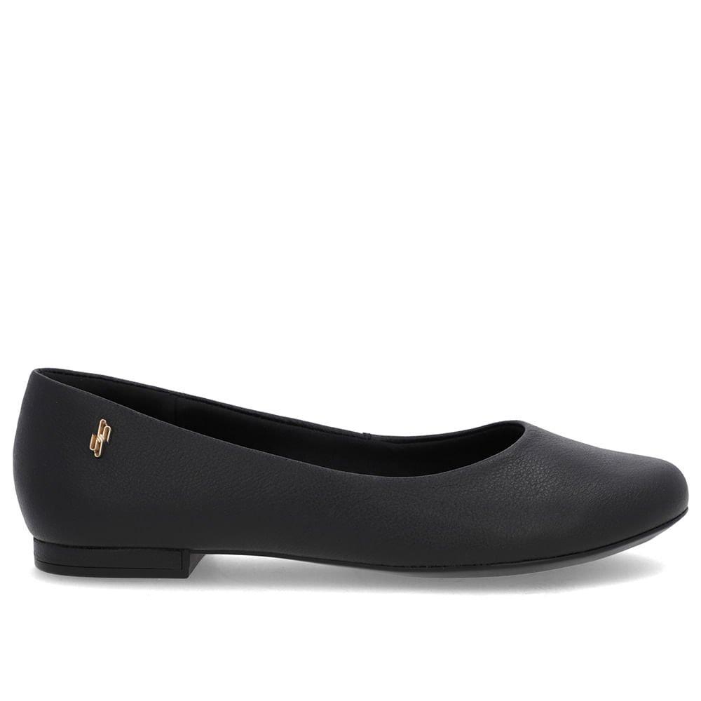 Sapatilha Preta Couro Lisa