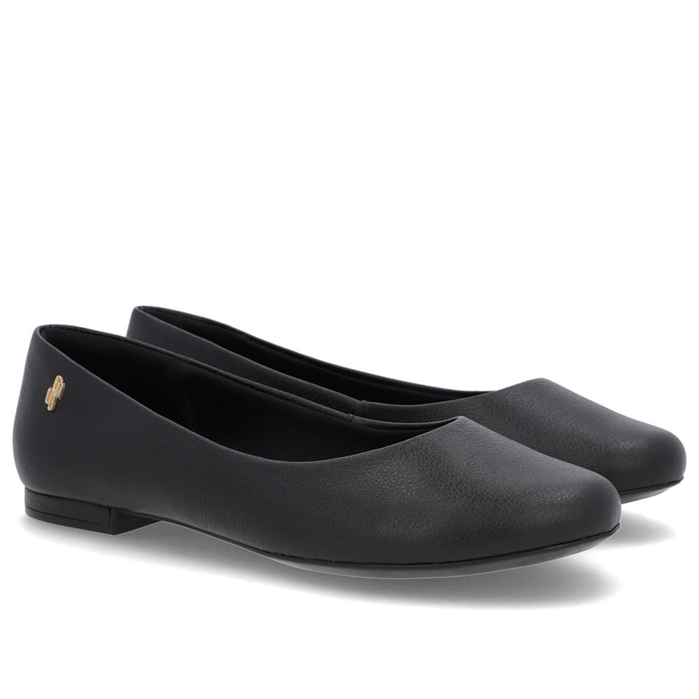 Sapatilha Preta Couro Lisa Preto 2