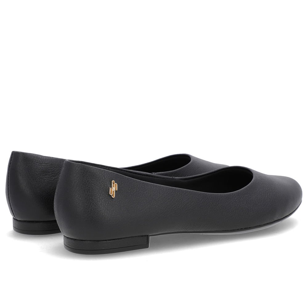 Sapatilha Preta Couro Lisa Preto 3