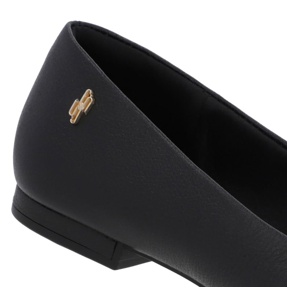 Sapatilha Preta Couro Lisa Preto 4