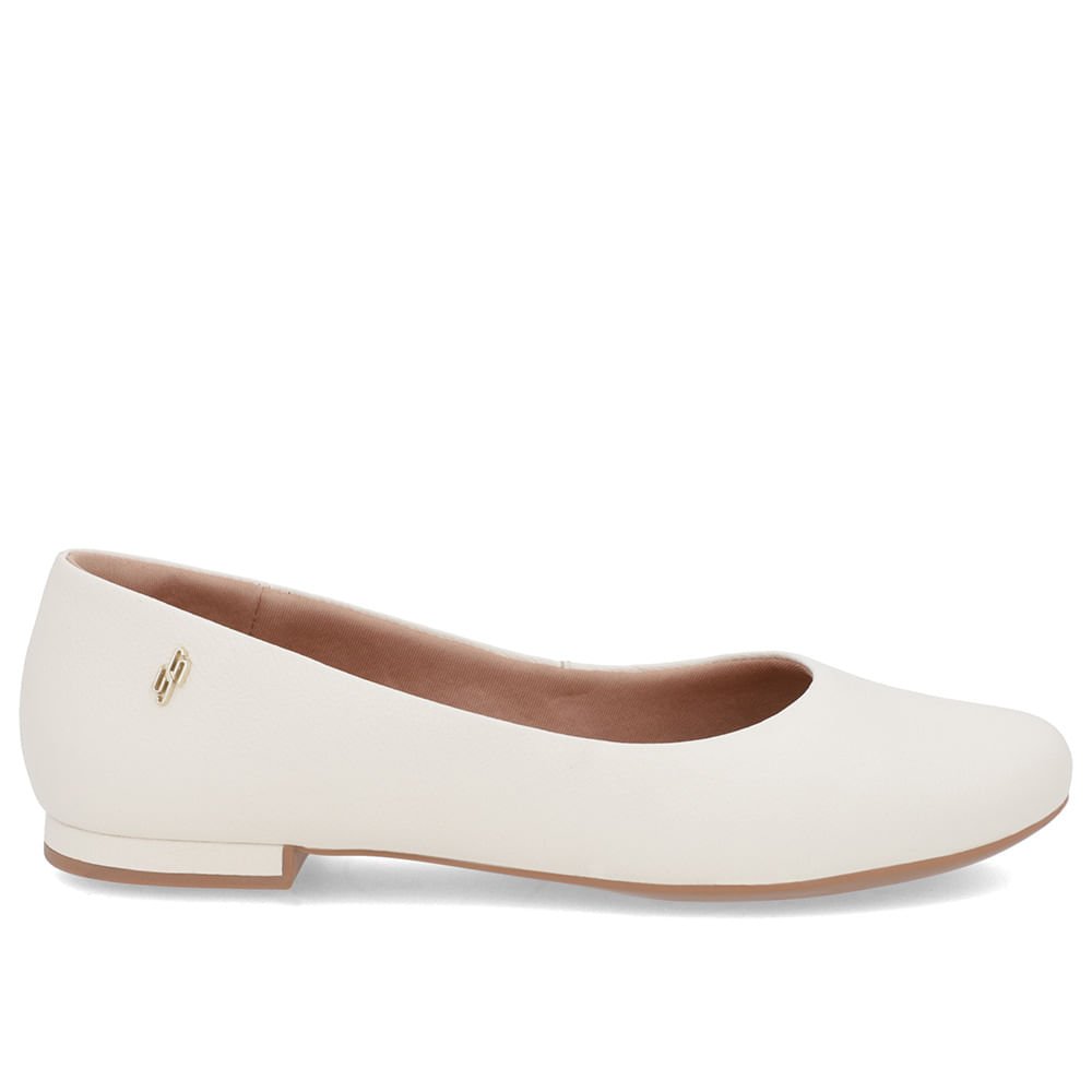 Sapatilha Branca Marfim Couro Lisa