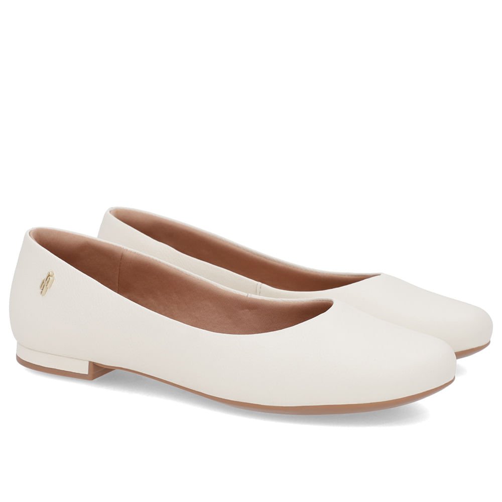 Sapatilha Branca Marfim Couro Lisa Branco 2