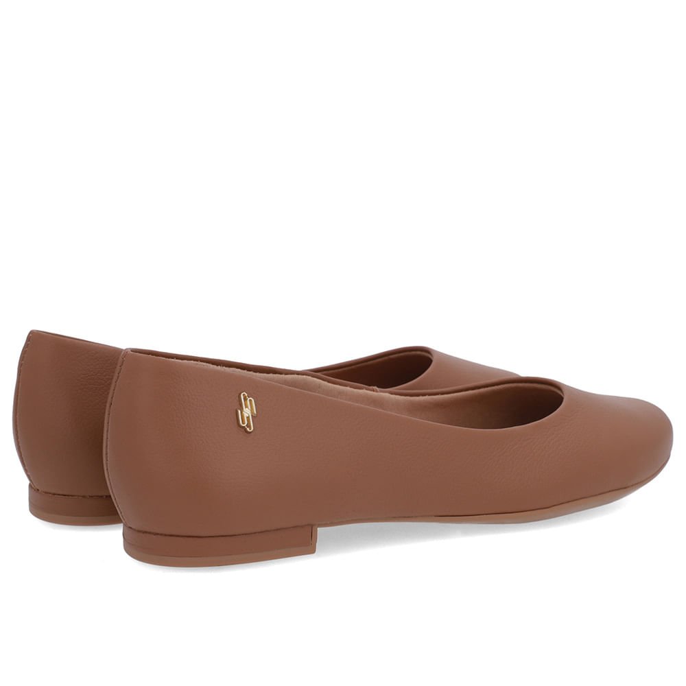 Sapatilha Marrom Caramelo Couro Lisa Marrom 3