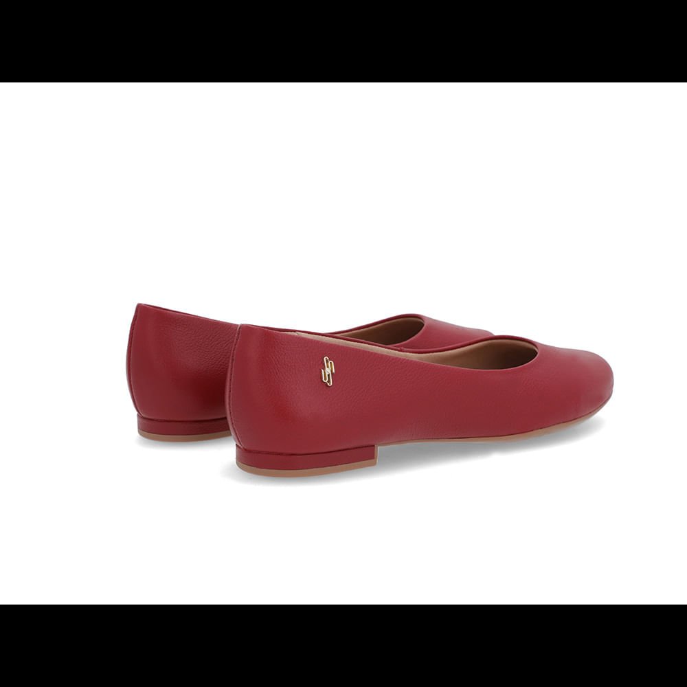 Sapatilha Vermelha Couro Lisa Vermelho 3