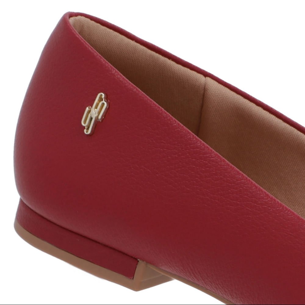 Sapatilha Vermelha Couro Lisa Vermelho 4