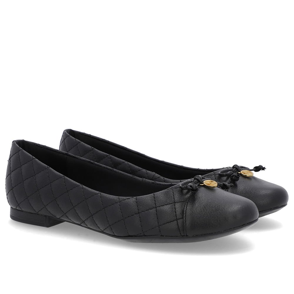 Sapatilha Preta Couro Matelassê Preto 2