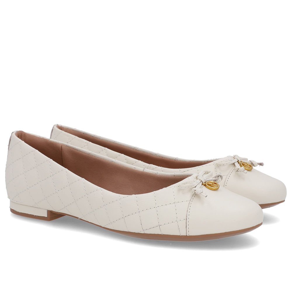 Sapatilha Branca Marfim Couro Matelassê Branco 2