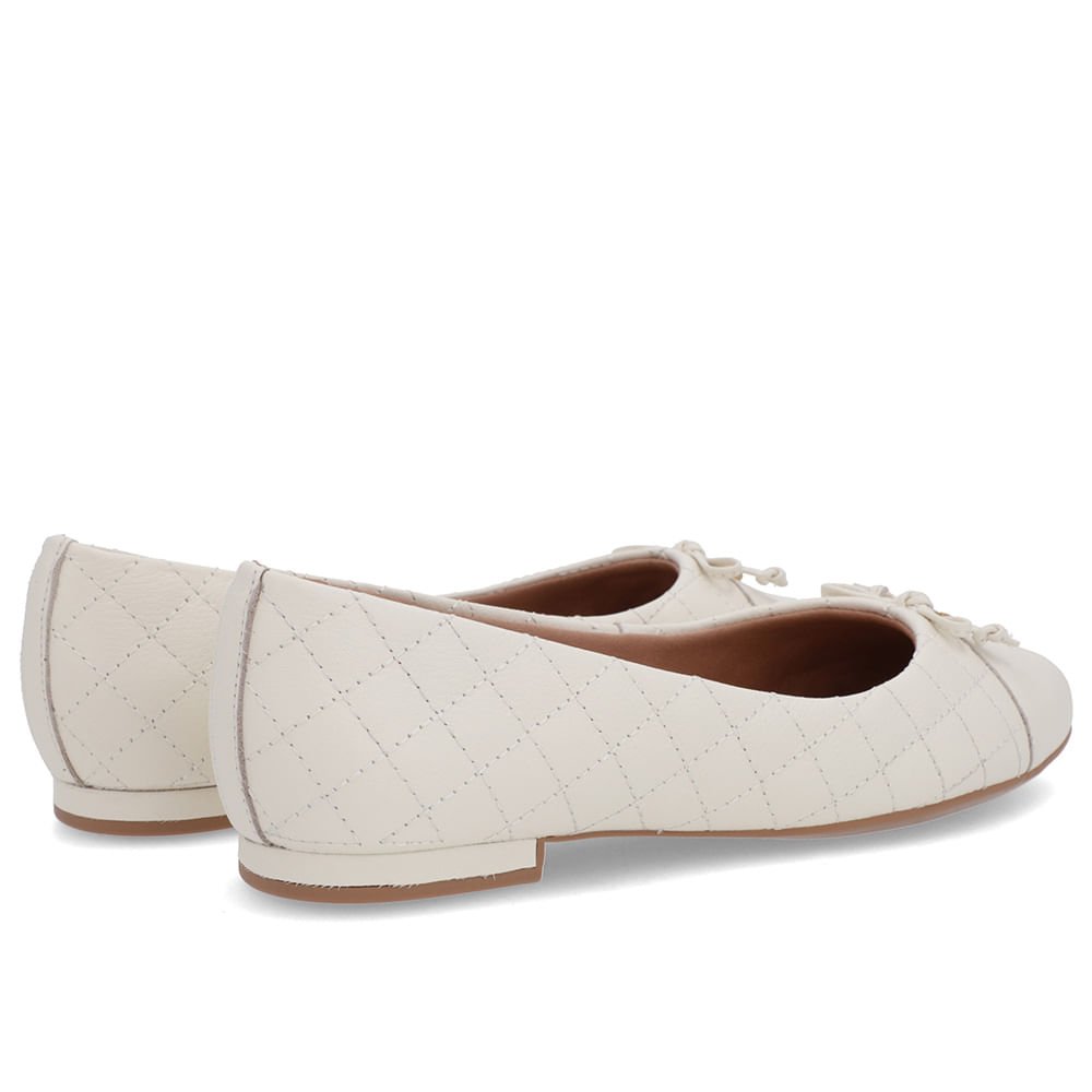 Sapatilha Branca Marfim Couro Matelassê Branco 3