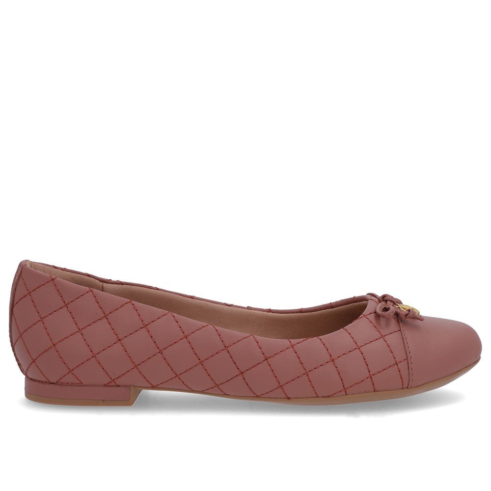 Sapatilha Rosa Vintage Couro Matelassê