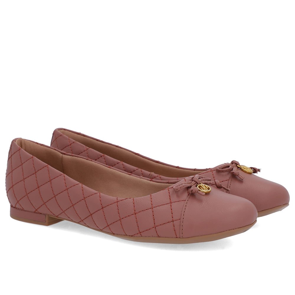 Sapatilha Rosa Vintage Couro Matelassê Rosa 2