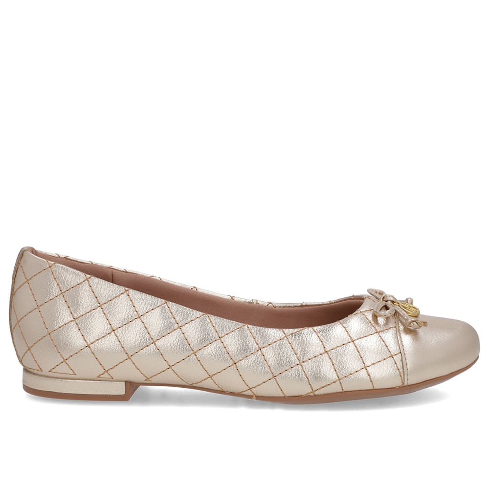 Sapatilha Dourada Couro Matelassê