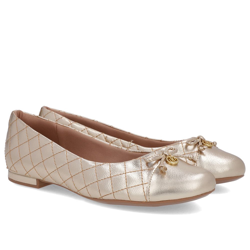 Sapatilha Dourada Couro Matelassê Dourado 2