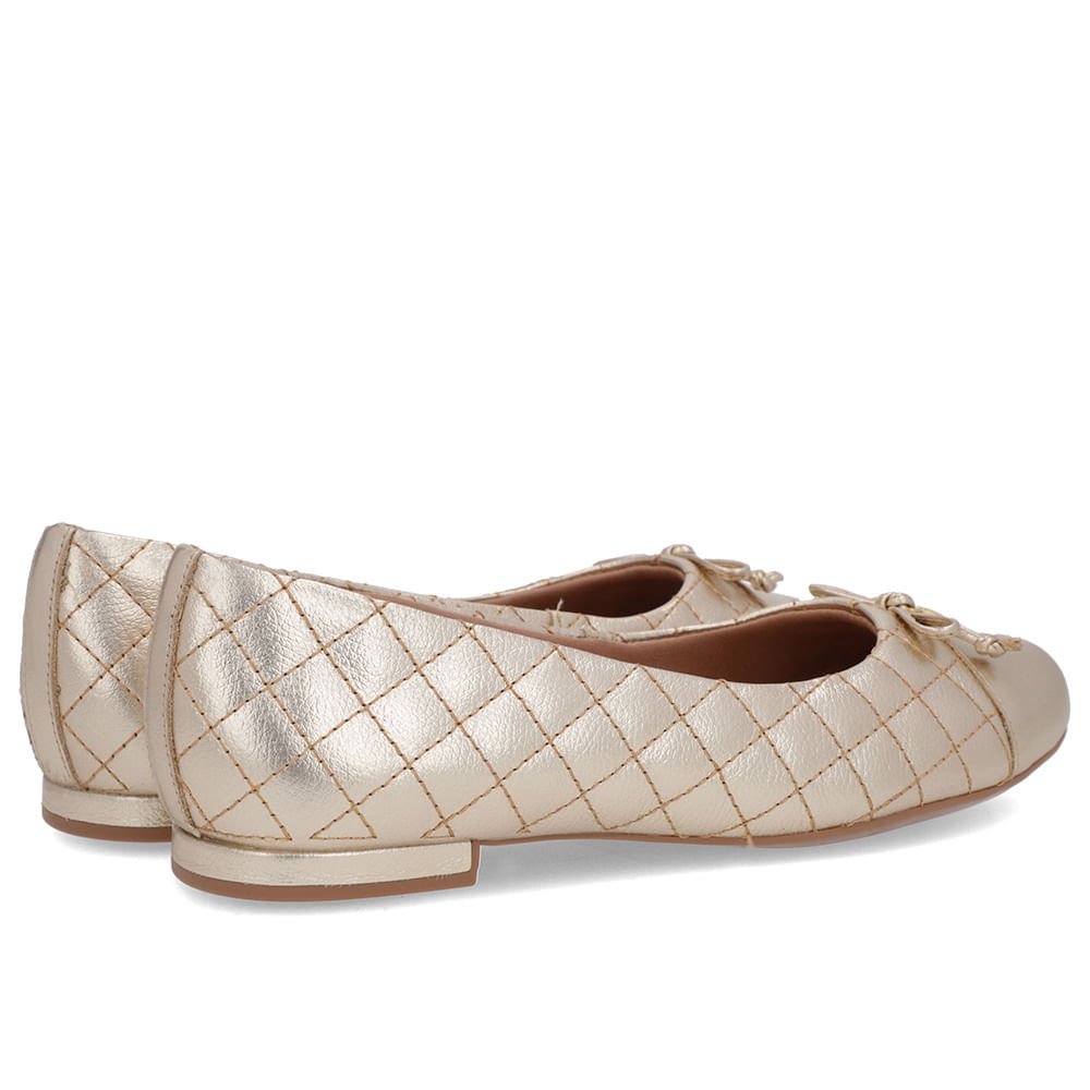 Sapatilha Dourada Couro Matelassê Dourado 3