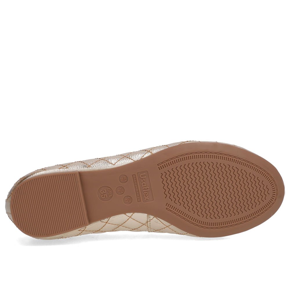 Sapatilha Dourada Couro Matelassê Dourado 5
