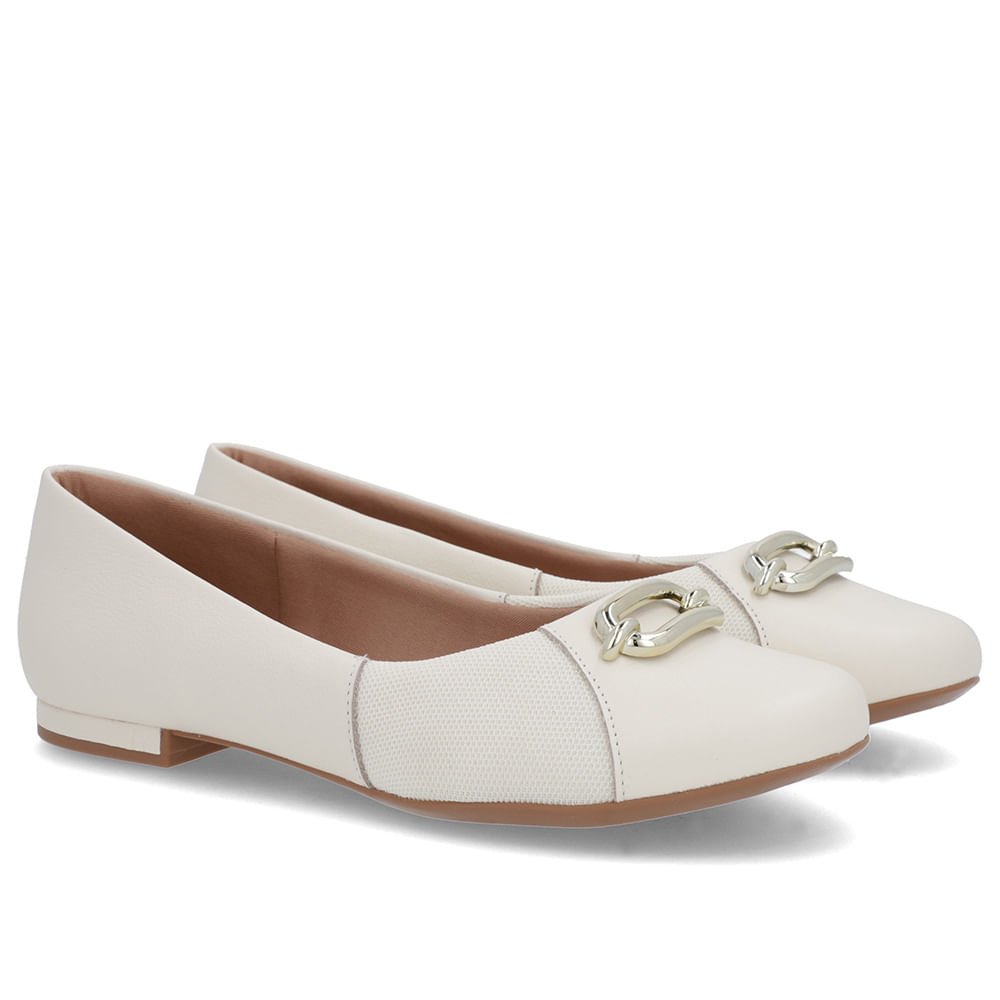 Sapatilha Branca Marfim Couro Lateral Tecido Branco 2