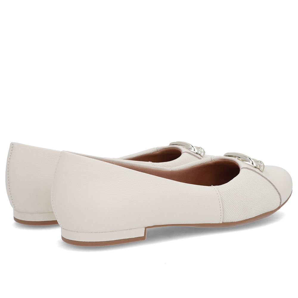 Sapatilha Branca Marfim Couro Lateral Tecido Branco 3