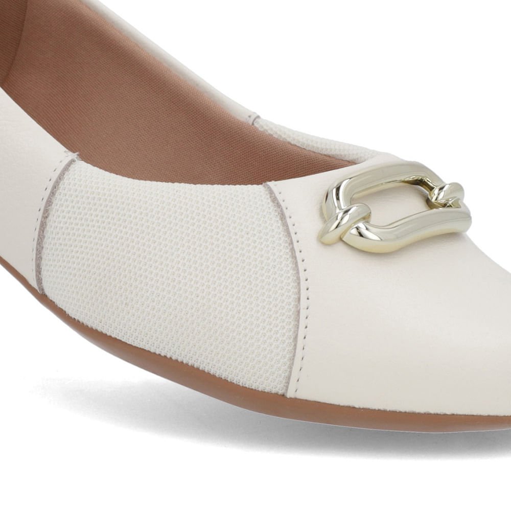 Sapatilha Branca Marfim Couro Lateral Tecido Branco 4