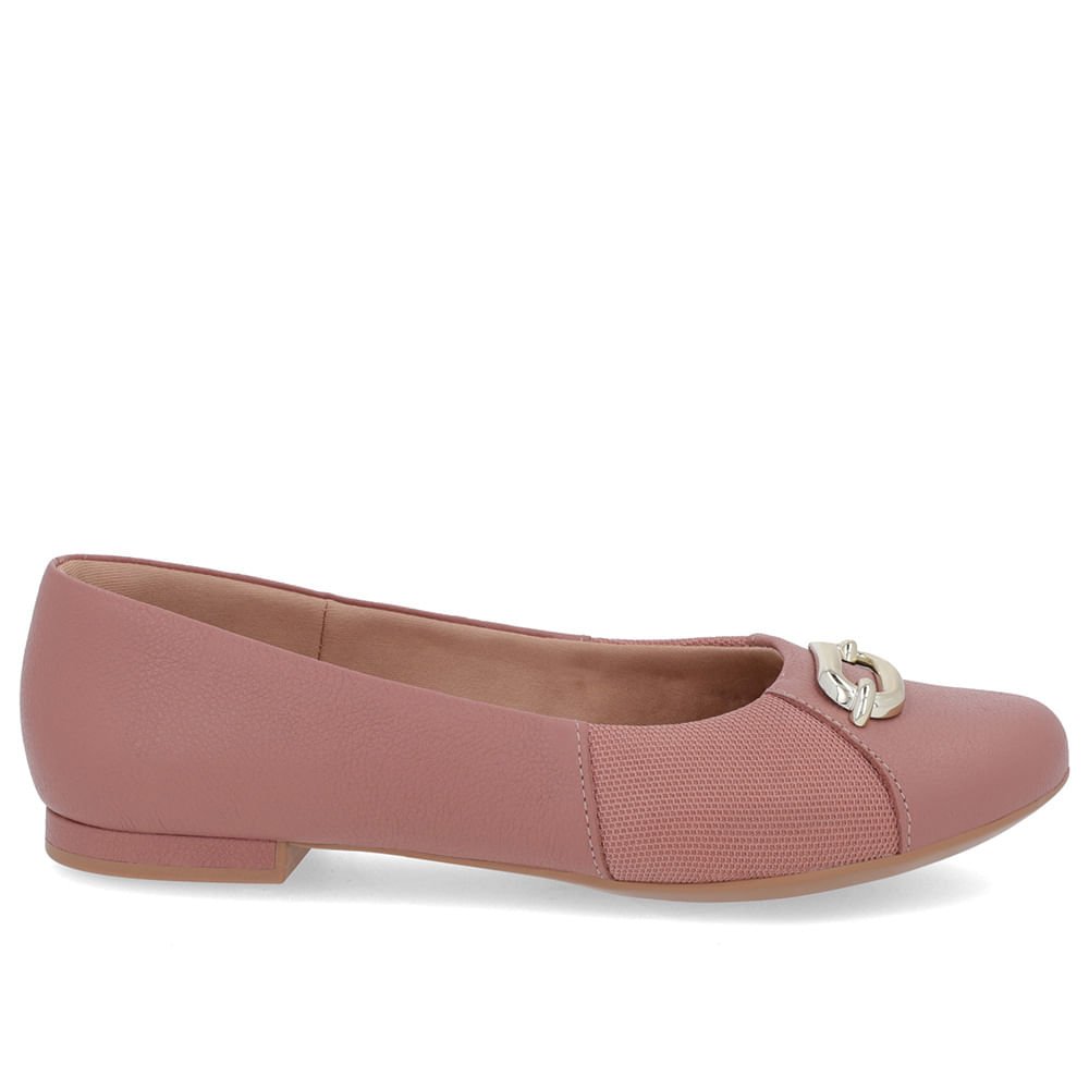 Sapatilha Rosa Vintage Couro Lateral Tecido