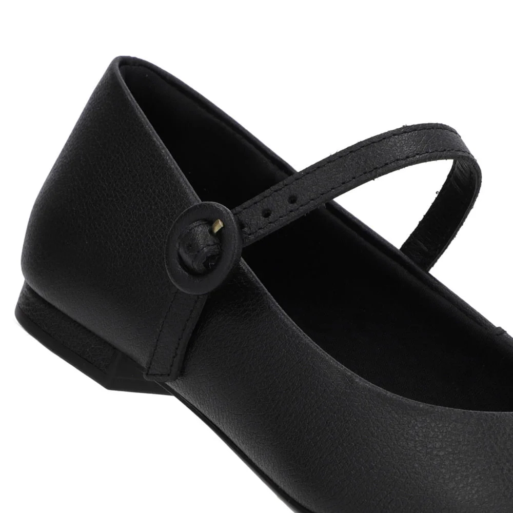 Sapatilha Preta Couro Tira Preto 3