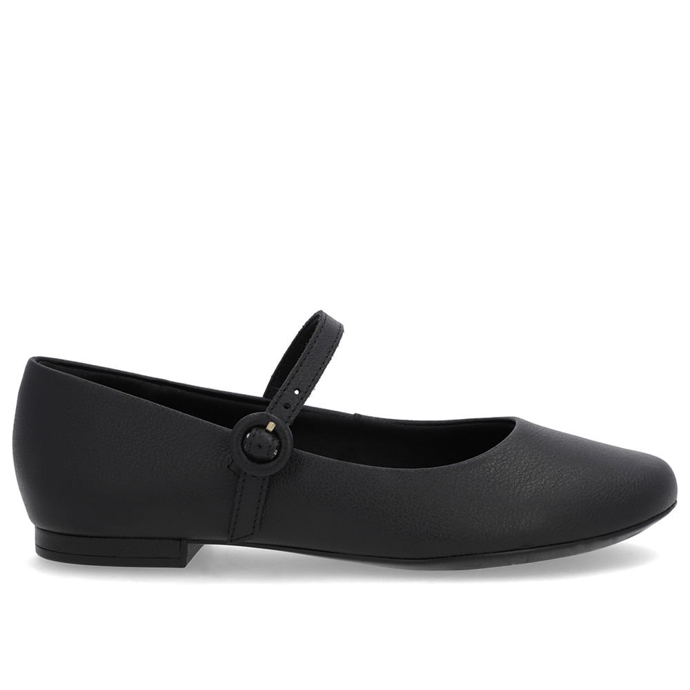 Sapatilha Preta Couro Tira