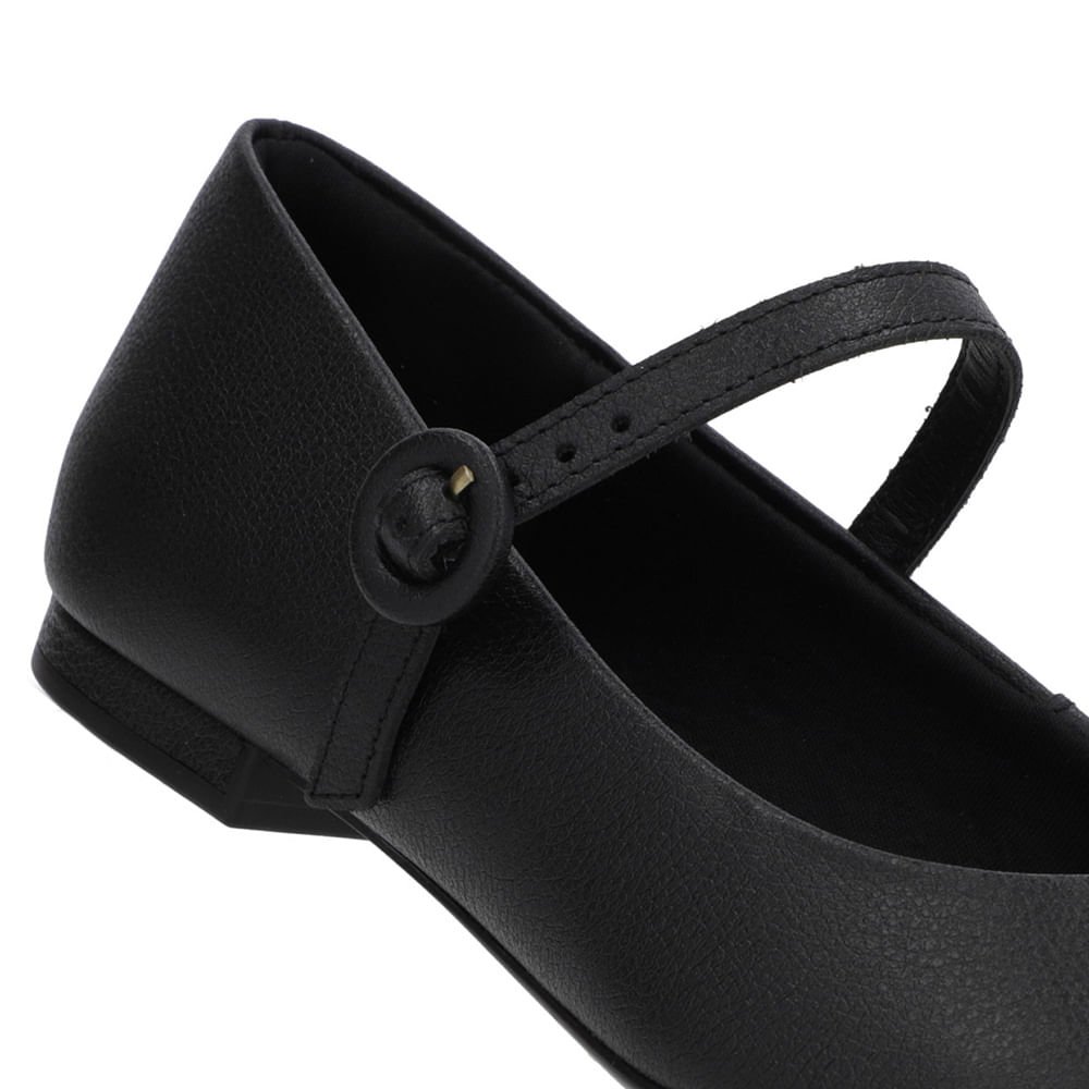Sapatilha Preta Couro Tira Preto 4