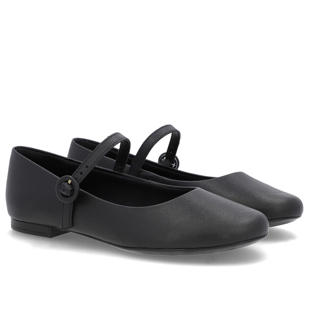 Sapatilha Preta Couro Tira Preto 2