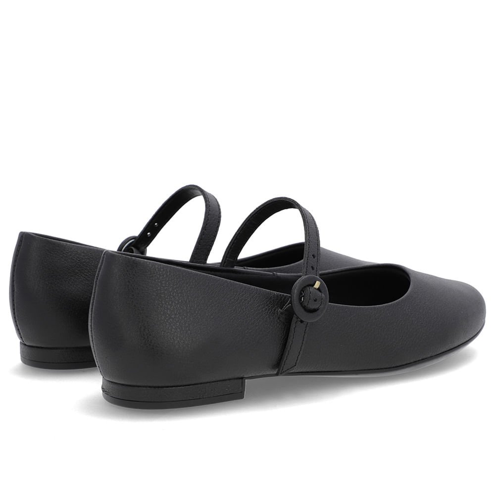 Sapatilha Preta Couro Tira Preto 3