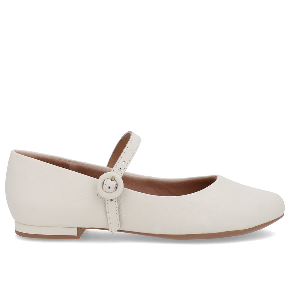 Sapatilha Branca Marfim Couro Tira