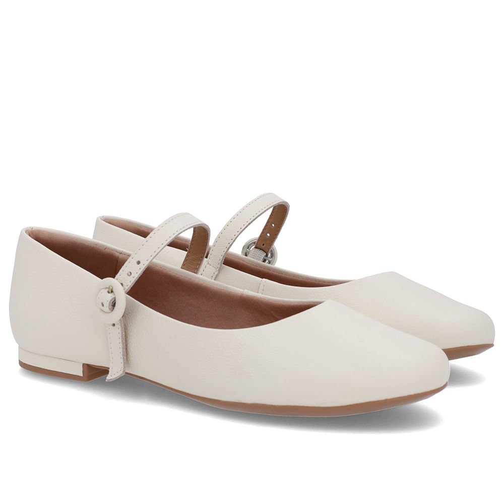 Sapatilha Branca Marfim Couro Tira Branco 2