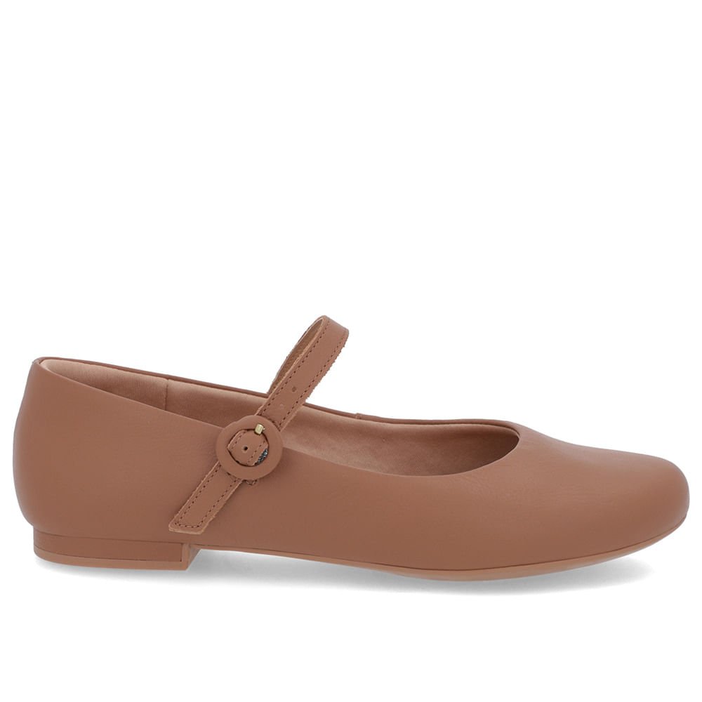 Sapatilha Marrom Caramelo Couro Tira