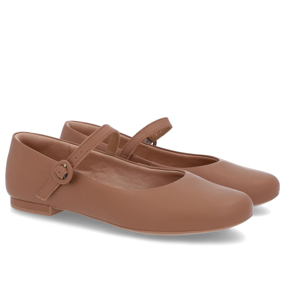 Sapatilha Marrom Caramelo Couro Tira Marrom 2