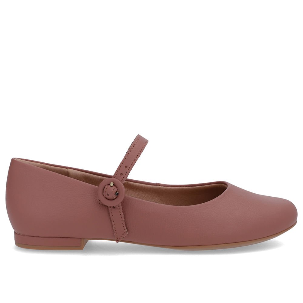 Sapatilha Rosa Vintage Couro Tira