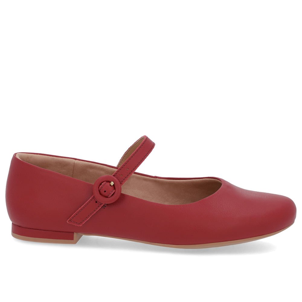 Sapatilha Vermelha Couro Tira