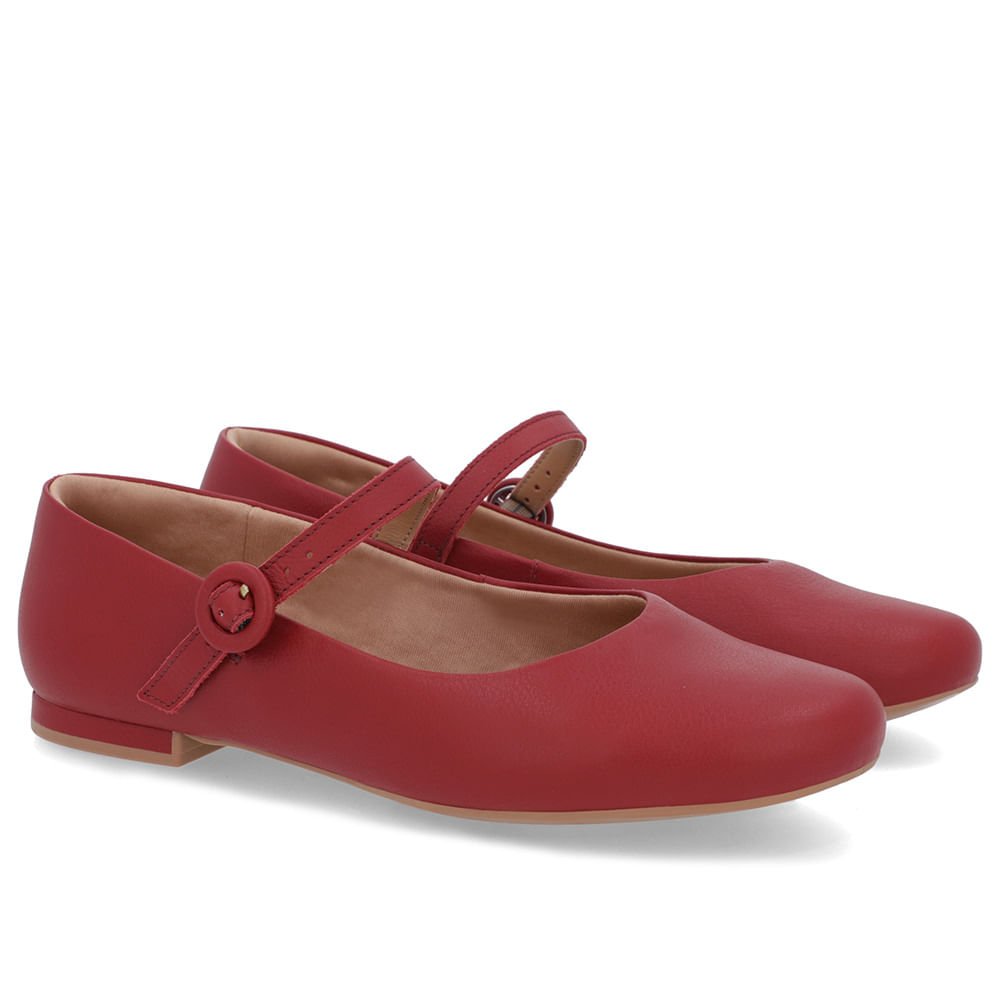 Sapatilha Vermelha Couro Tira Vermelho 2