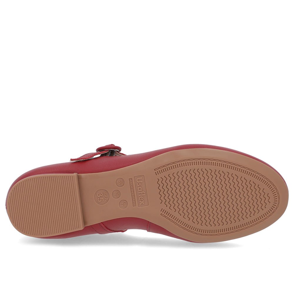 Sapatilha Vermelha Couro Tira Vermelho 5