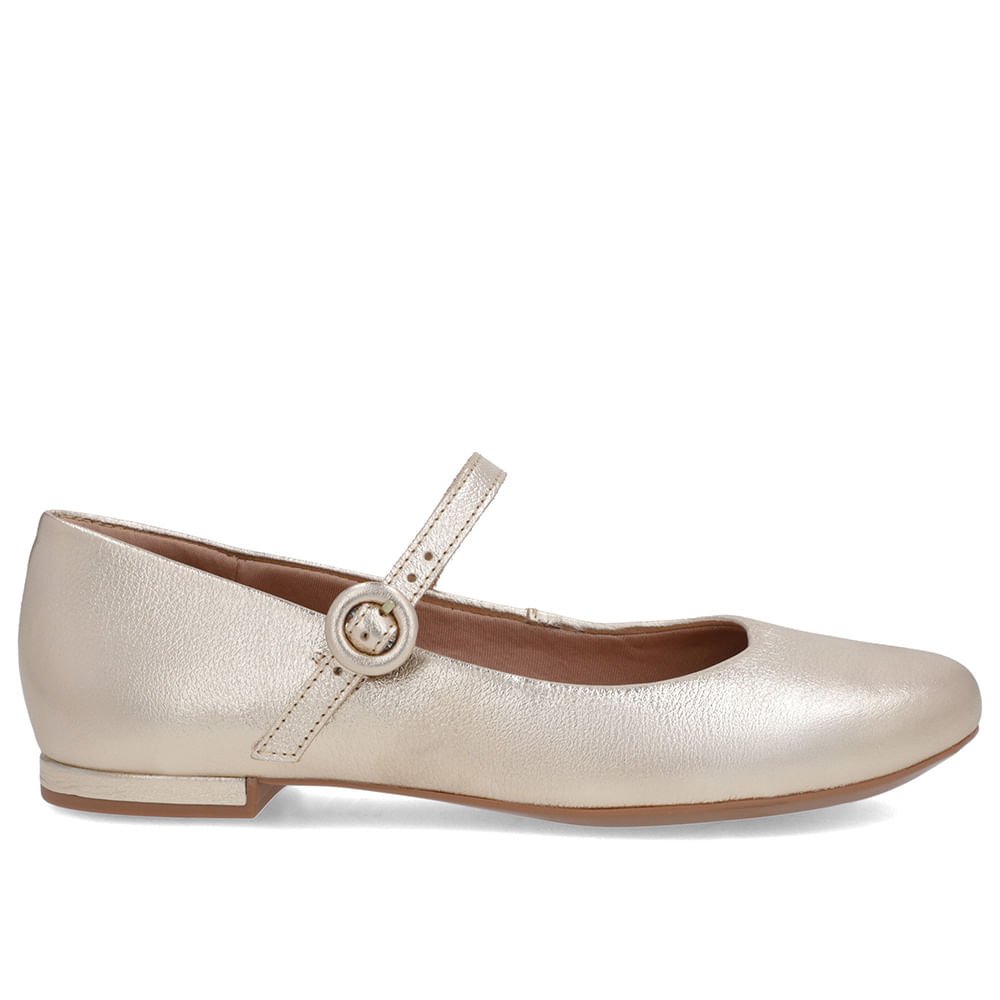 Sapatilha Dourada Couro Tira