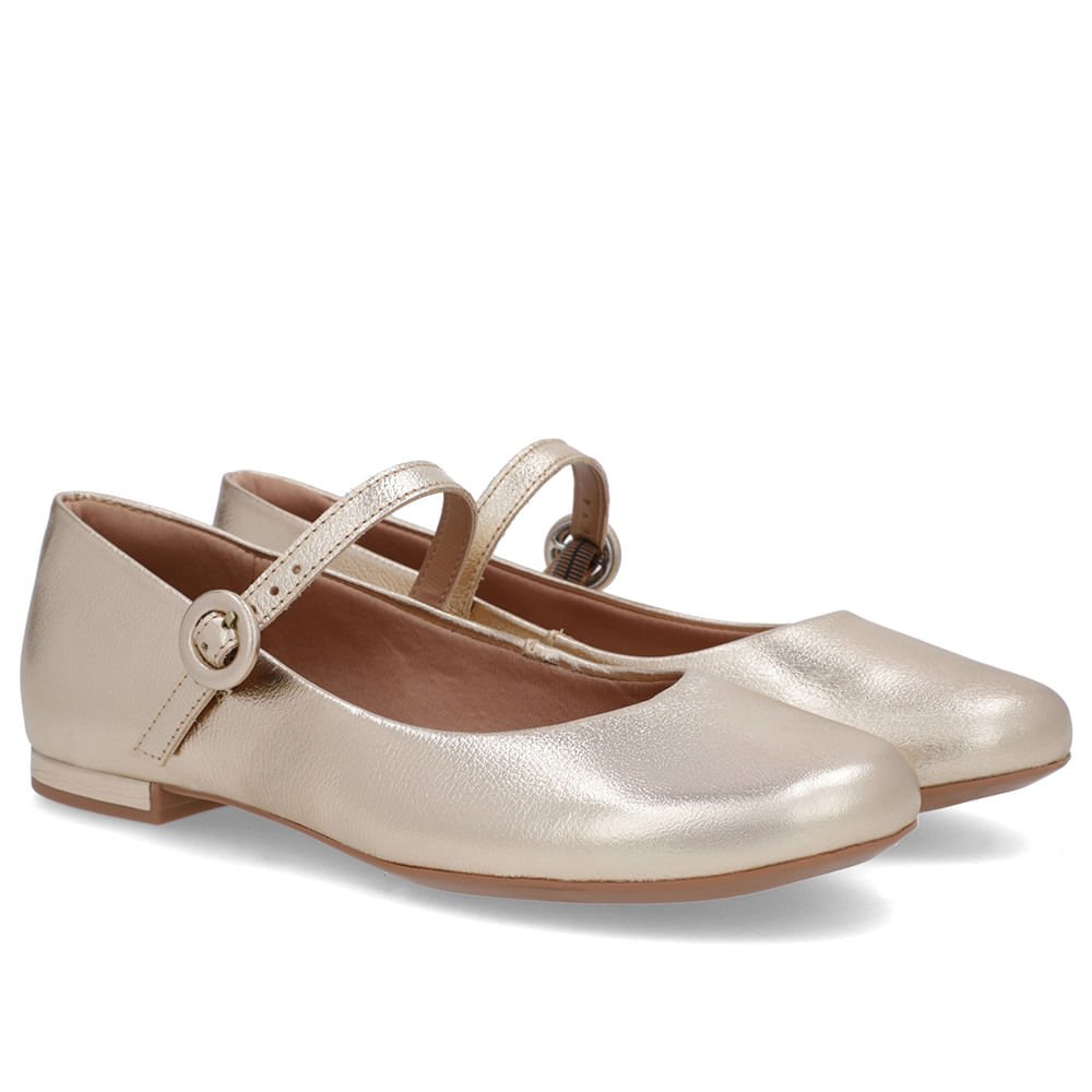 Sapatilha Dourada Couro Tira Dourado 2