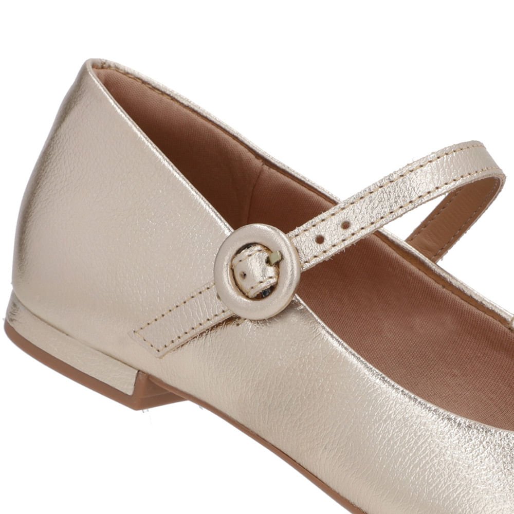 Sapatilha Dourada Couro Tira Dourado 4