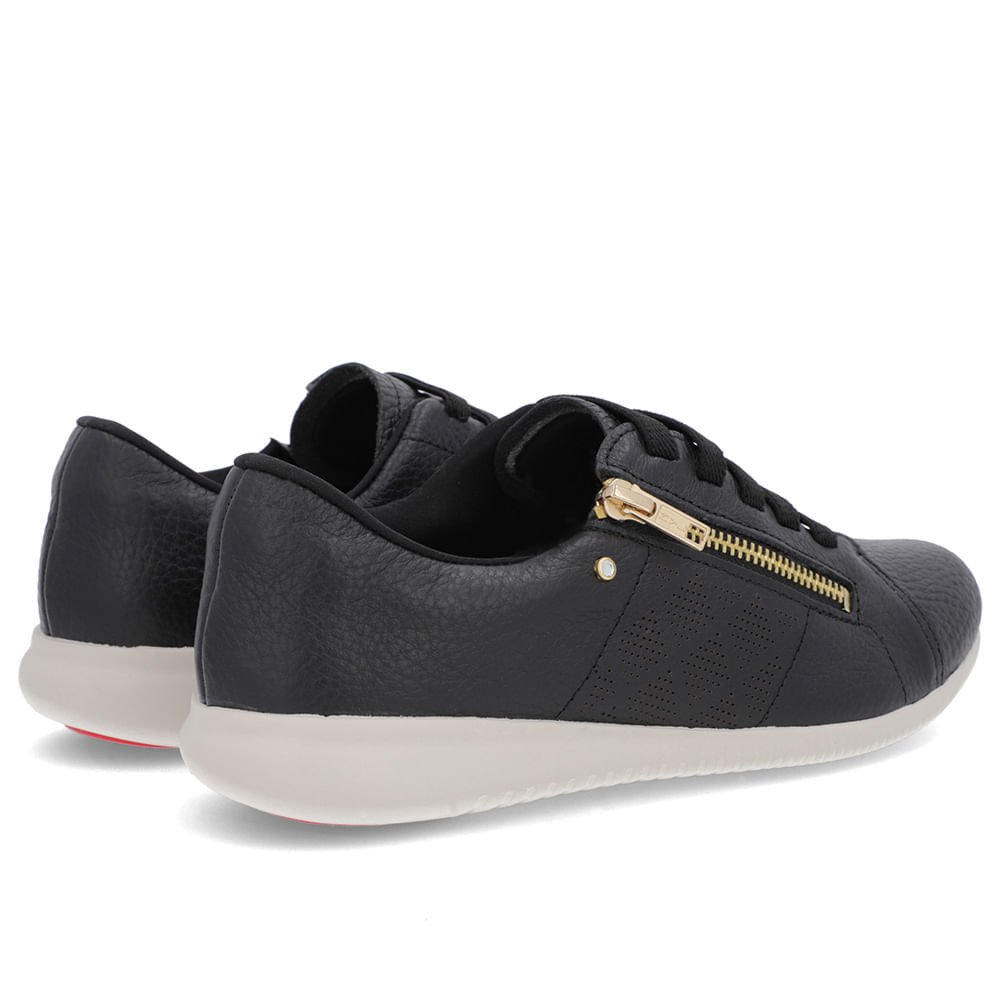 Tênis Preto Couro Laser Zíper Lateral Preto 3