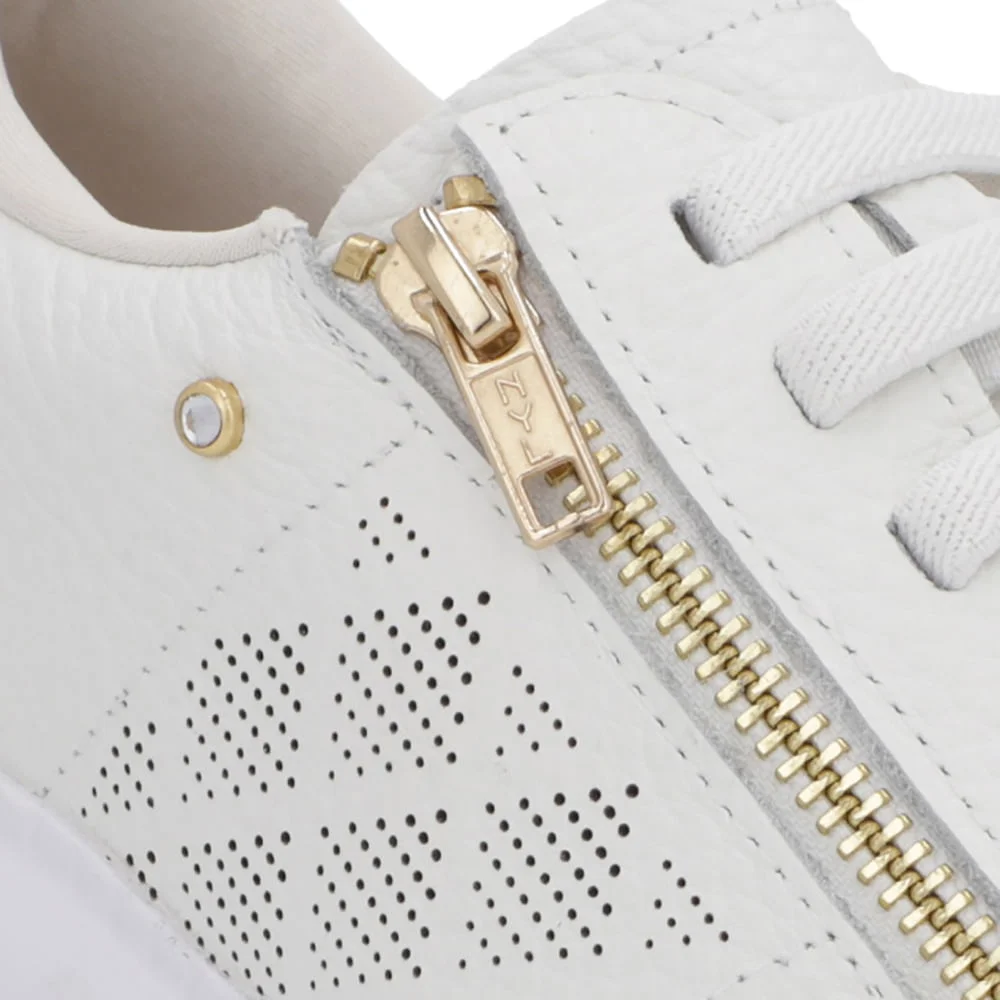 Tênis Branco Couro Laser Zíper Lateral Branco 4