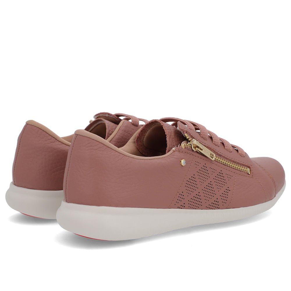 Tênis Rosa Vintage Couro Laser Zíper Lateral Rosa 3